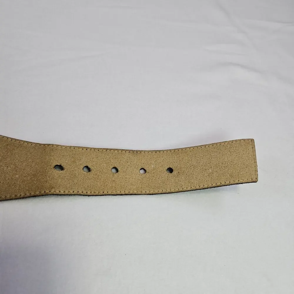 VTG Brazilian Leather Money Belt S Black Zippered Pouch Wide Biker Goucho Travel